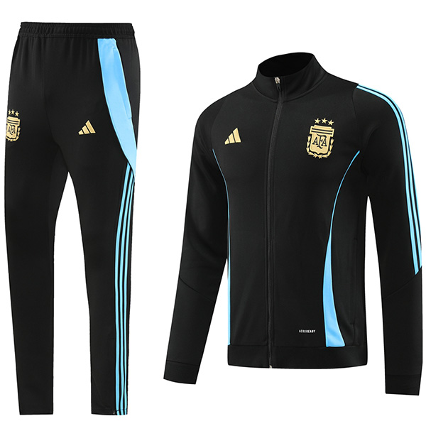 Argentina giacca da calcio abbigliamento sportivo tuta con cerniera intera kit da allenamento nero da uomo cappotto da calcio outdoor 2024-2025