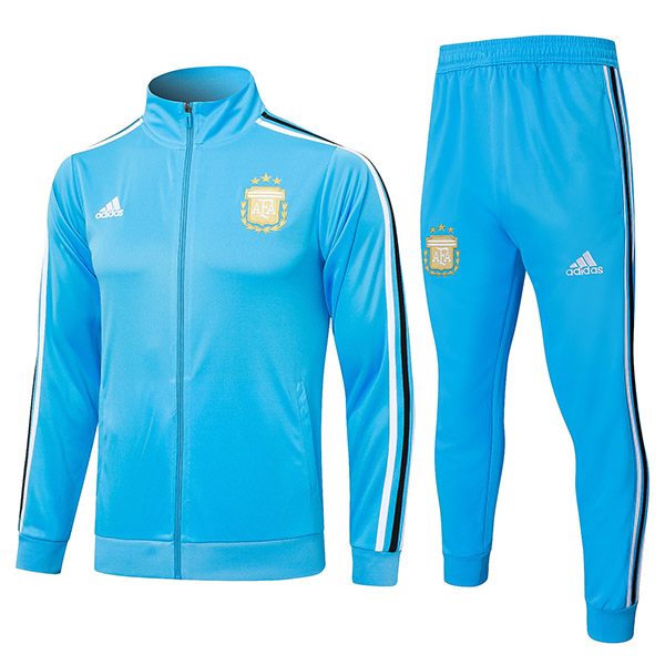 Argentina jacket football sportswear tracksuit full zipper men's training all blue kit outdoor soccer coat 2024-2025