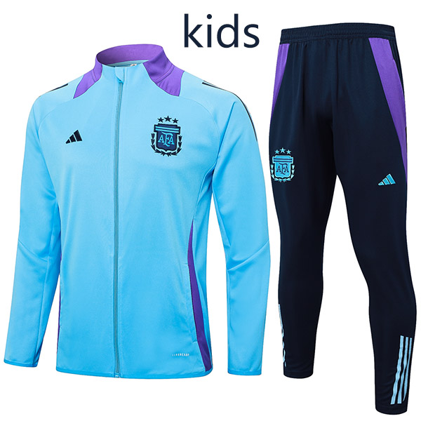 Argentina jacket kids kit football sportswear tracksuit blue navy long zip-necked youth training uniform outdoor children soccer coat 2024-2025