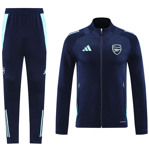 Arsenal giacca calcio abbigliamento sportivo blu navy tuta tuta con cerniera intera kit allenamento uomo giacca da calcio all'aperto 2024-2025