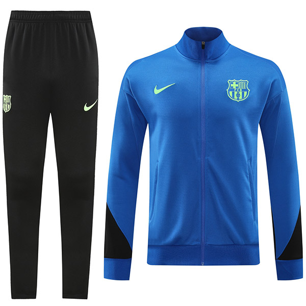 Barcelona giacca calcio abbigliamento sportivo tuta FCB cerniera intera blu nero tuta uomo kit allenamento esterno calcio cappotto 2024-2025