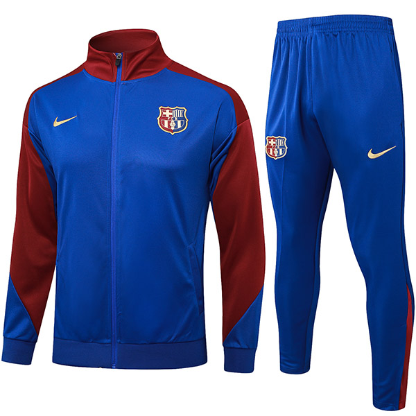 Barcelona jacket football sportswear tracksuit full zipper men's training kit blue red outdoor uniform soccer coat 2024-2025