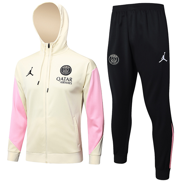 Paris Saint-Germain giacca con cappuccio abbigliamento sportivo da calcio tuta da albicocca con cerniera completa kit da allenamento per uomo atletico outdoor uniforme cappotto da calcio 2024-2025