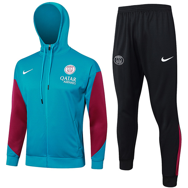 Paris saint-germain giacca con cappuccio abbigliamento sportivo da calcio tuta da ginnastica verde acqua tuta da allenamento completa da uomo kit da allenamento per atletica esterna uniforme da calcio 2024-2025