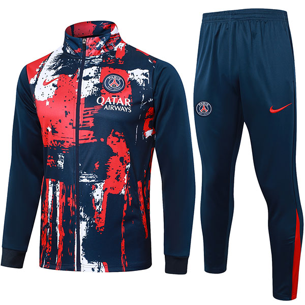 Paris saint-germain jacket football sportswear tracksuit full zipper men's training navy red kit outdoor soccer coat 2024-2025