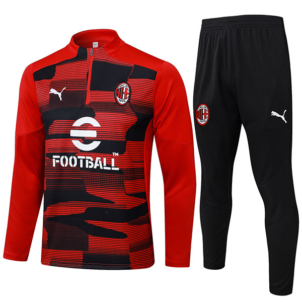 AC milan tracksuit soccer suit sports set zipper-necked uniform men's clothes football training red black kit 2024-2025