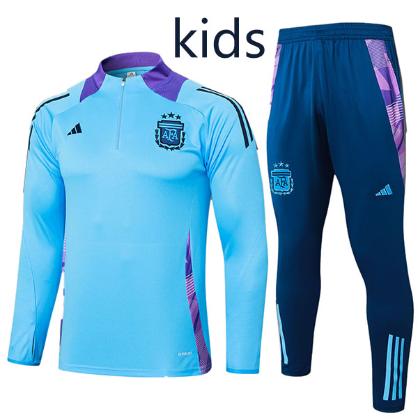 Argentina tracksuit kids kit soccer pants suit sports set zipper necked blue cleats youth uniform children football mini training kit 2024-2025