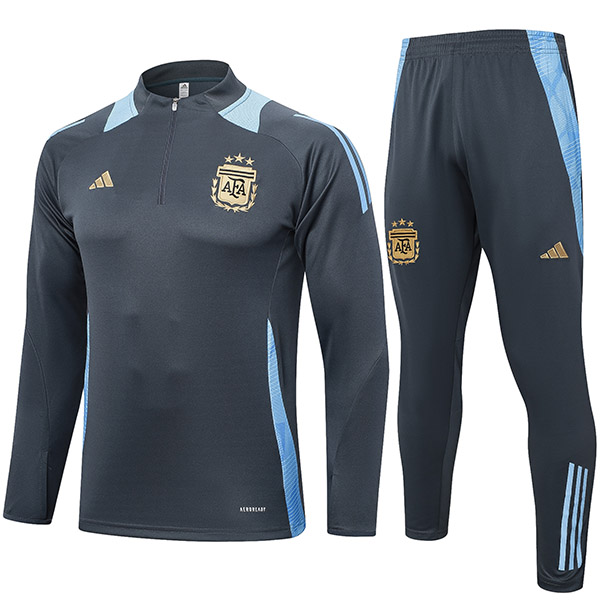 Argentina tracksuit soccer suit sports set zipper-necked uniform men's clothes football training gray blue kit 2024-2025