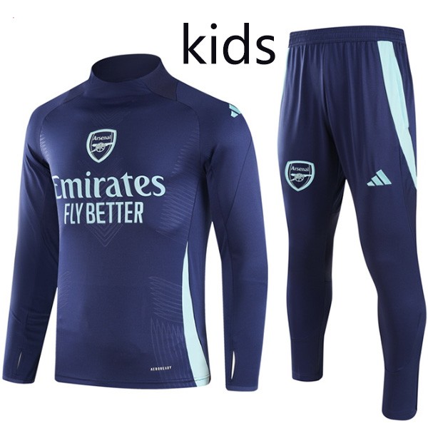 Arsenal tracksuit kids kit soccer pants suit sports set half zipper-necked cleats youth uniform children football mini training all navy kit 2024-2025