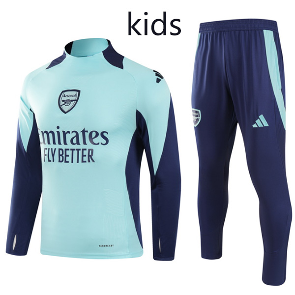 Arsenal tracksuit kids kit soccer pants suit sports set zipper-necked blue navy cleats youth uniform children football mini training kit 2024-2025