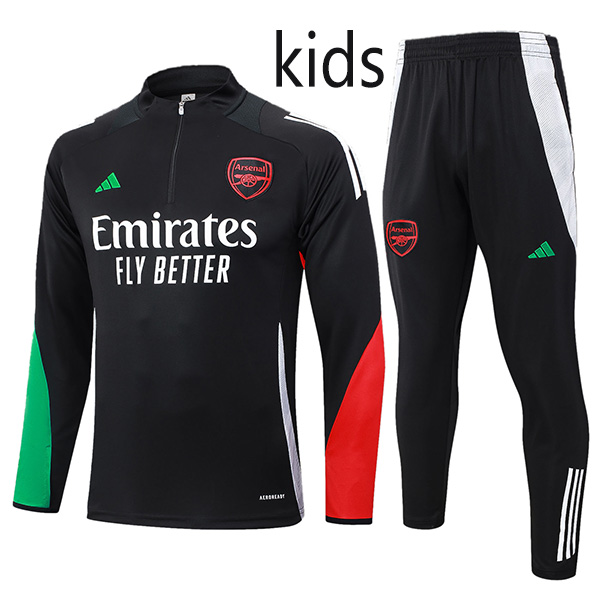 Arsenal tracksuit kids kit soccer pants suit sports set zipper necked black red green cleats youth uniform children football mini training kit 2024-2025