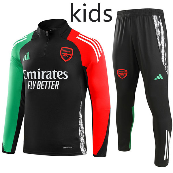 Arsenal tracksuit kids kit soccer pants suit sports set zipper necked cleats youth uniform children football mini black red green training kit 2024-2025