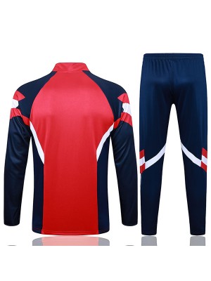 Arsenal tuta da calcio pantaloni tuta sportiva set mezza cerniera uniforme da uomo rosso blu scuro abbigliamento kit da allenamento per calcio 2024-2025