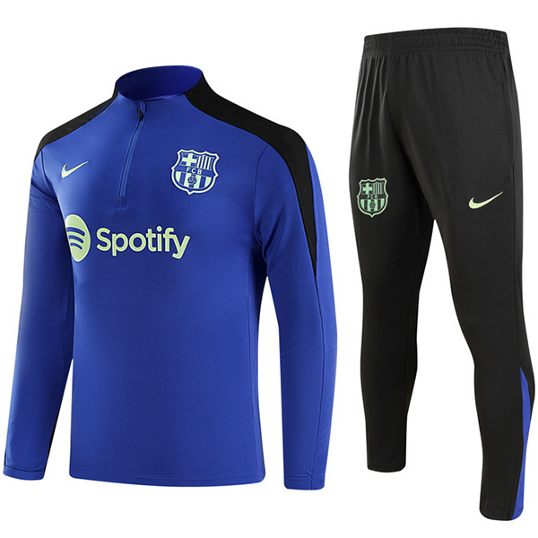 Barcelona  tuta pantaloni da calcio tuta sportiva set nero blu mezza cerniera collo uniforme abbigliamento da uomo kit da allenamento di calcio 2024-2025