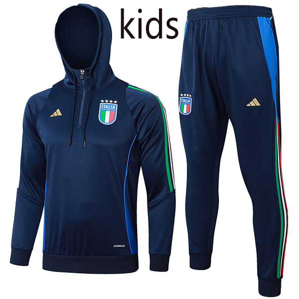 Italy hoodie jacket kids football sportswear mini tracksuit zipper-neck youth's training kit children outdoor soccer all navy coat 2024-2025