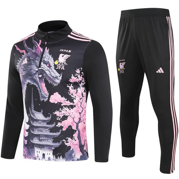 Japan tuta da calcio pantaloni tuta sportiva set mezza cerniera uniforme da uomo drago nero vestiti kit da allenamento di calcio 2024-2025