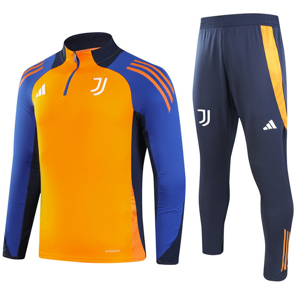 Juventus tracksuit soccer suit sports set zipper-necked uniform men's orange clothes football training kit 2024-2025