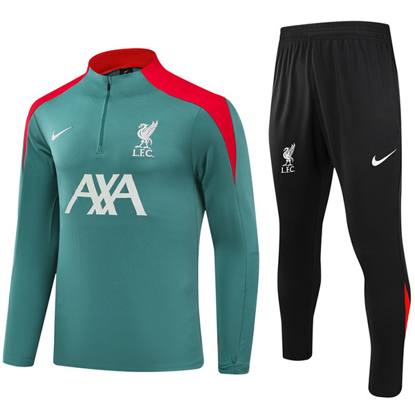 Liverpool tracksuit soccer suit sports set zipper-necked uniform men's clothes football training green black kit 2024-2025