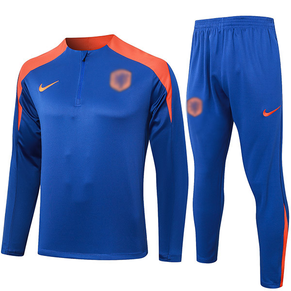 Nethlan tracksuit soccer suit sports set zipper-necked uniform men's blue clothes football training kit 2024-2025